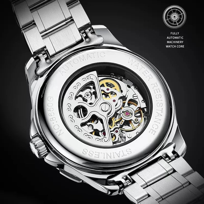 AILANG  Skeleton Mechanical Watch Stainless Steel Waterproof Mens Watches Top Brand Luxury Sport Male Automatic Wrist Watches