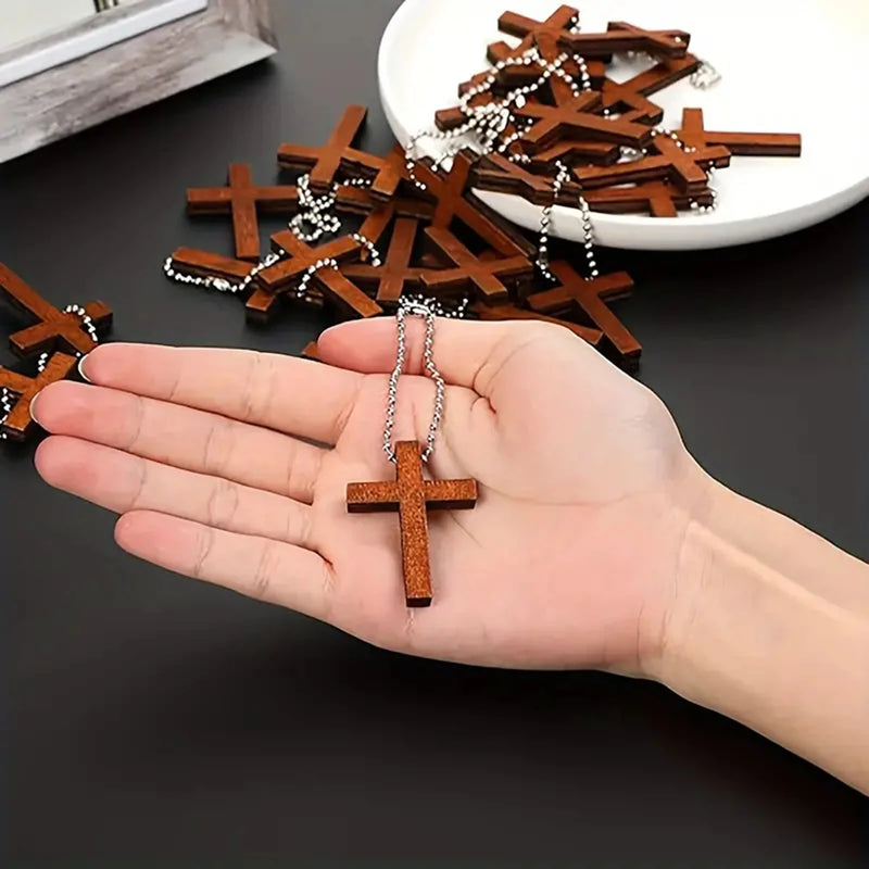 50pcs Mini Wooden Cross Charm, Hanging Ornament For Men Women, DIY Necklace Bracelet Earring Jewelry Craft Making