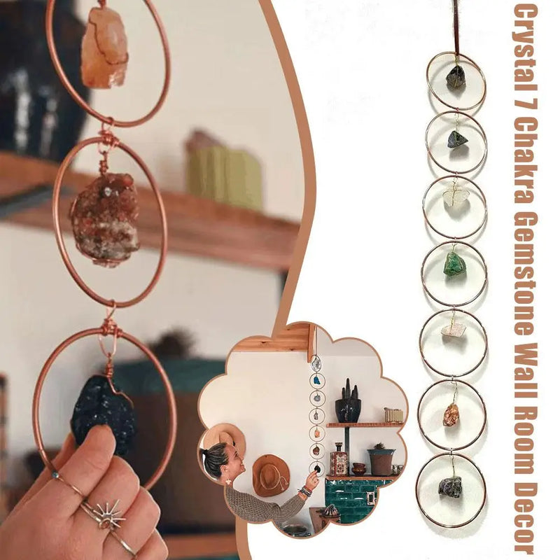 Crystal 7 Chakra Gemstone Wall Room Decor Tree Of Life Window Meditation Hanging Ornament Hanging Home Natural Stone Decoration