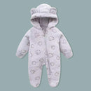 AYNIGIELL Newborn Baby Girl Hooded Jumpsuit Cartoon Cotton Baby Boy Crawling Suit Warm Baby Clothing for Autumn and Winter