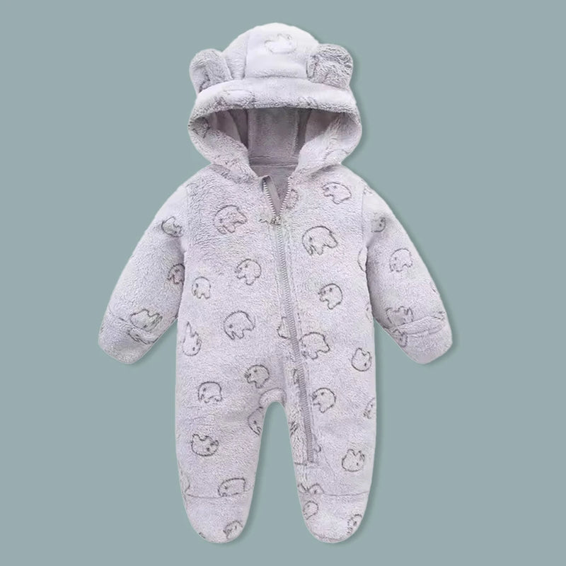 AYNIGIELL Newborn Baby Girl Hooded Jumpsuit Cartoon Cotton Baby Boy Crawling Suit Warm Baby Clothing for Autumn and Winter