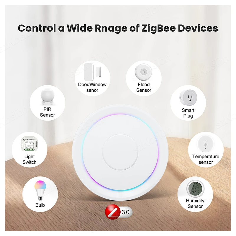 Zigbee Gateway Tuya Smart Home Bridge Zigbee 3.0 Mesh Hub with Network Cable Socket Wired Connection Works With Alexa Google