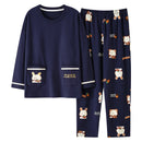 Big Size M-5XL Spring Knitted Cotton Pijamas Two Piece Set Long Sleeved Women Pyjamas Ladies Sleepwear Cute Cartoon Pijamas