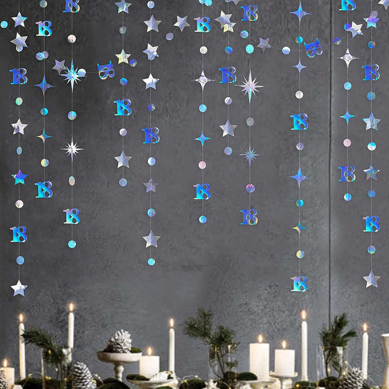 Gold 30th Happy Birthday Party Paper Banners Decorations Number 30 Year Old Circle Dots Twinkle Star Garlands Hanging Backdrops