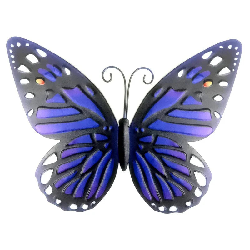 4pcs/set Metal Butterfly Wall Art Decoration 3D Wrought Iron Cutout Butterfly Mural Decorative Sculpture for Garden Fence Decors