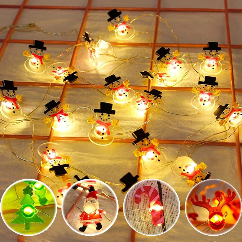 Santa Claus Snowman Christmas Fairy light string christmas decoration with led lighting for home Christmas tree gifts ornaments