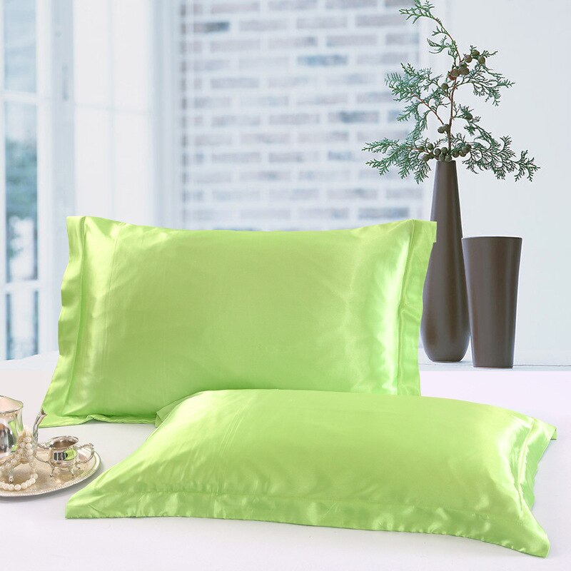 48x74cm Pillowcase Artificial Silk Pillow Cover Solid Color Smooth Satin Pillows Covers for Bedding Sleeping Pillowcases 1/2 pcs