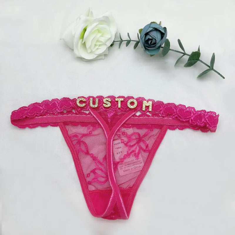 Custom Thong Panties With Name G-string Thongs Sexy Girls Name Underwear Bikini Soft Lace Tanga Christmas Gifts for Her