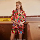 [Pink Dessert Dog] Summer Short-sleeved Pajamas Women's Ice Silk Thin Loose Large Size Home Clothes Two-piece Suit