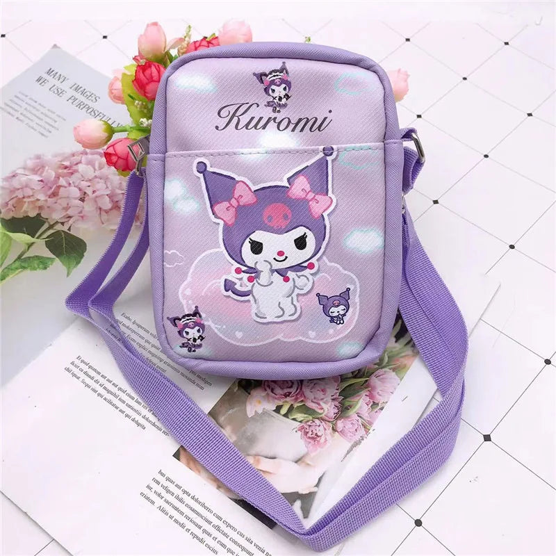 Sanrio Hello Kitty Shoulder Bag Kawaii Cute Cinnamoroll My Melody Kuromi Earphone Phone Storage Bags PU Crossbody bag Girl Gift