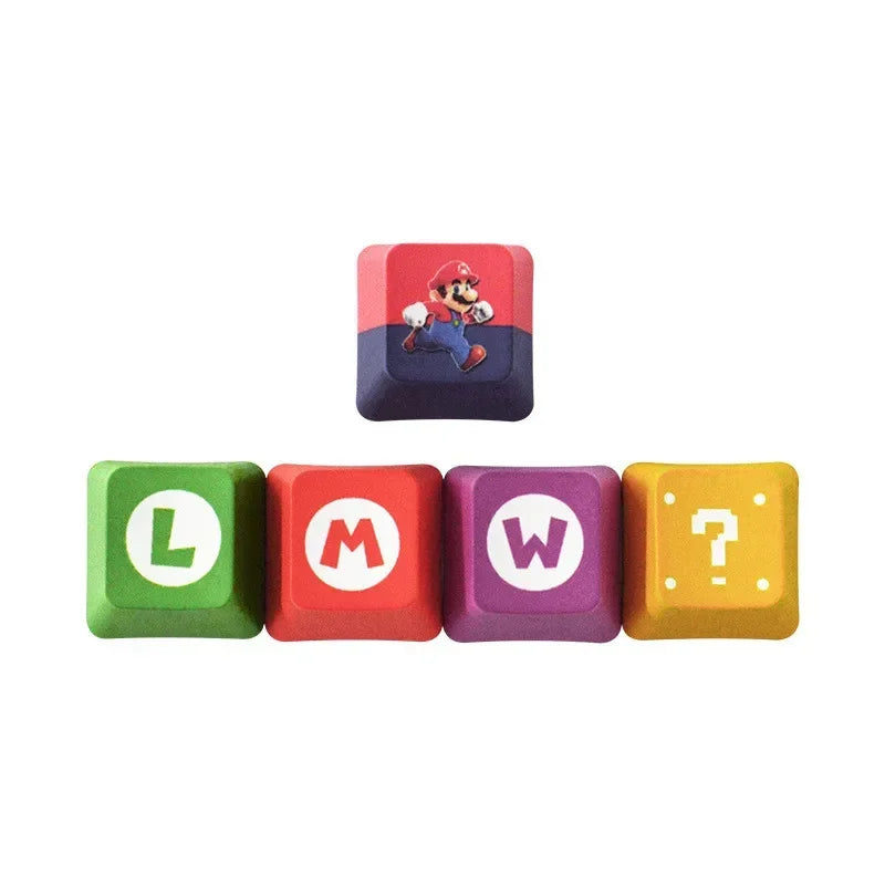 5pcs Super Mario Mechanical Keyboard Keycap Cartoon Figure Colorful Keycap Personalized Mario Keyboard for Kids Christmas Gifts