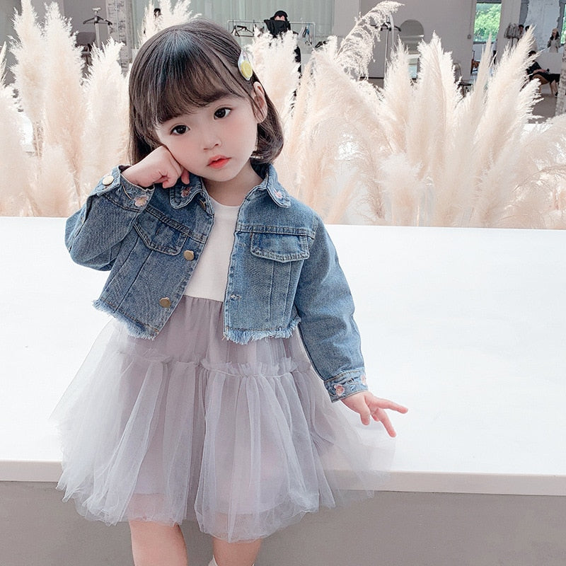 2021 Autumn Infant Baby Girls Clothes Sets Princess Denim Jacket + Dress 2Pcs Baby Girl Outfit Suits for Baby Girl Clothing Set