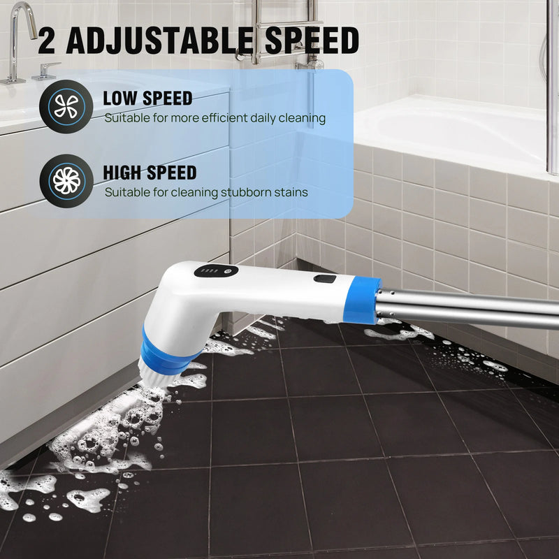 Electric Spin Scrubber Electric Cleaning Brush w/9 Brush Heads&Extension Handle,Cordless Cleaning Brush for Tile,Sink,Tub,Floor
