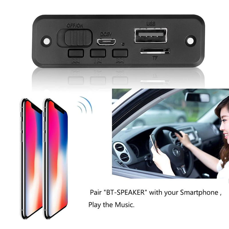 6W DIY MP3 Decoder Board 5V 2x3W Amplifier Bluetooth 5.0 MP3 Player Car FM Radio Module Call Recording TF AUX WMA WAV FLAC APE