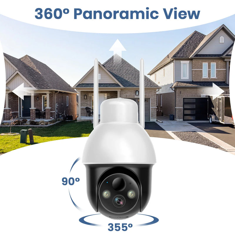 AOSU 3MP PTZ Solar Security Camera Built-in Battery Wireless 2.4Ghz WIFI Camera PIR AI Detection 2-Way Audio Outdoor CCTV Camera