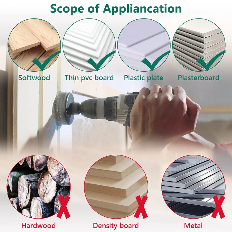 HYCHIKA 19-152mm Hole Saw Set with Storage Box Black for Electric Drill Drilling Wood Wood Metal Plastic Power Tools Accessories