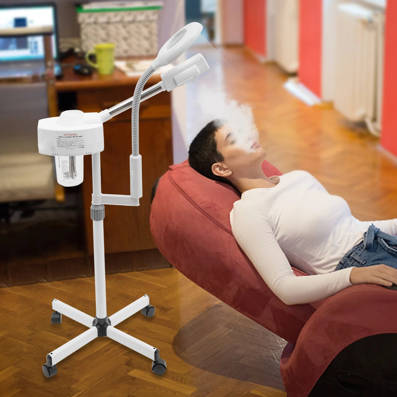 2 in 1 750W Magnifying Lamp Hot Vapozone Ozone Streamer Steam Device Facial Sauna Machine with 5X Light