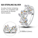 Original 925 Sterling Silver Women Finger Rings for Women Silver Cocktail Ring Geometric Butterfly Round Shape Luxury Jewelry