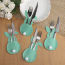 4Pcs Easter Bunny Felt Cutlery Holder Bag Happy Easter Decorations for Home Tableware Accessories Rabbit Cutlery Cover Bag Table