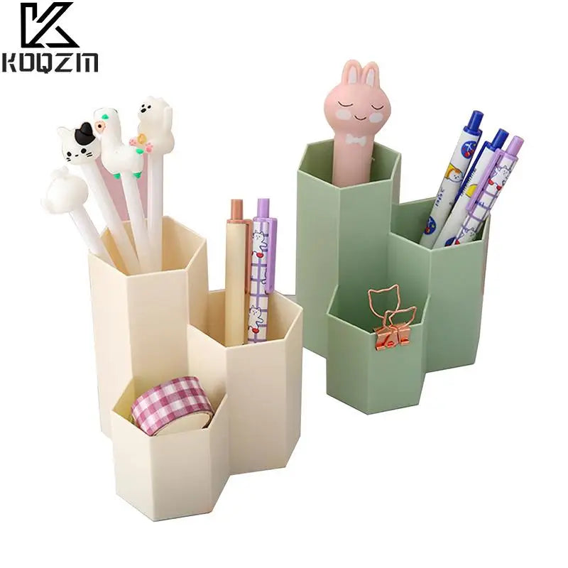 3 Lattices Desk Pen Holder Pencil Storage Box School Office Stationery Pens Storage Brush Stand Storage Box