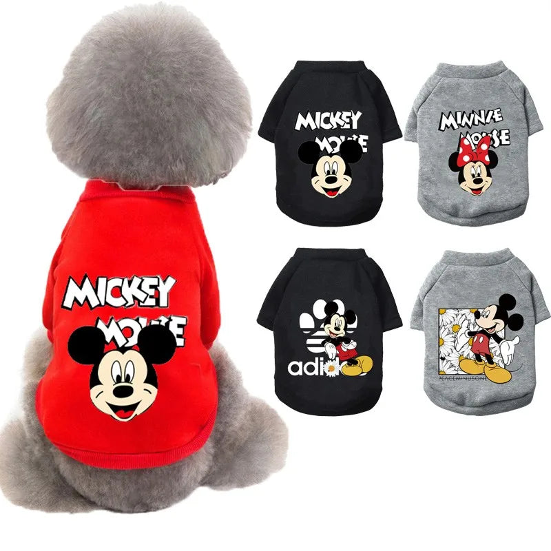 New Disney Dog Hoodie Mickey Puppy Cute Set Minnie Pet Breathable Sweatshirt For Small And Medium Dogs Chihuahua Bulldog Husky
