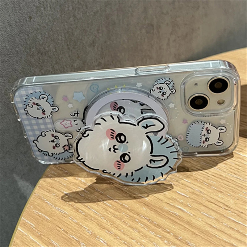 Korean Cute 3D Cartoon Stand For Magsafe Wireless Charge Phone Case For iPhone 15 14 13 12 11 Pro Max X XR Plus Magnetic Cover