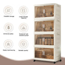 3/4-layer Stackable Storage Bins Storage Box with Lid Collapsible Storage Cabinet Organizers with Wheels for Shoes Home Office