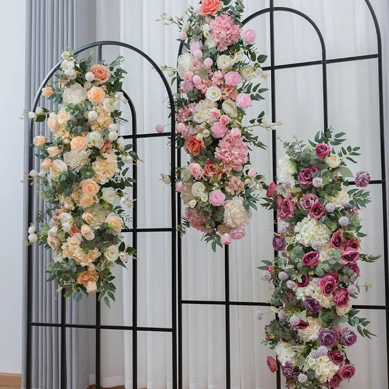 1M Artificial Peony Rose Row Outdoor Wedding Arrangement Row Flower Background Wall Window Table Decoration Strip Flower