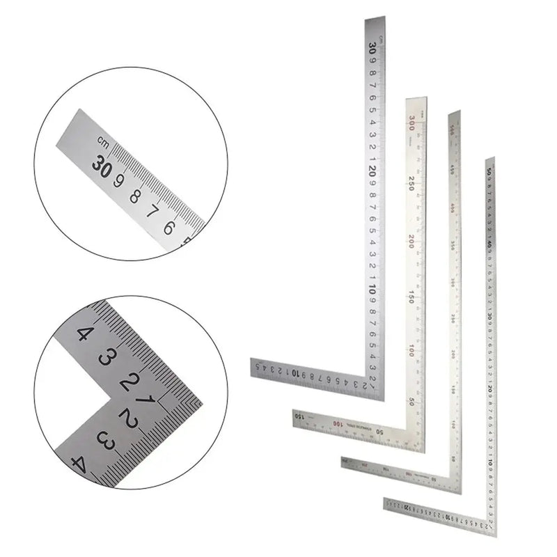 Stainless Steel L Shape Ruler Double Sided Ruler Measuring Tool Metal Straight 90 Degree Angle Ruler for Office School Supplies