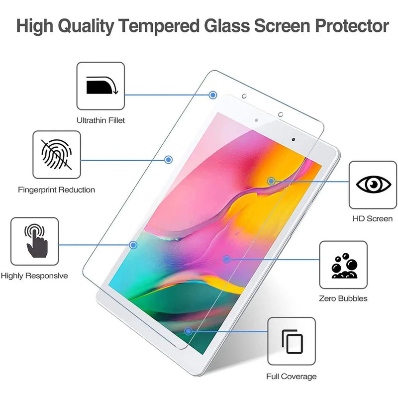 (3 Pack) 9HD Tempered Glass For Samsung Galaxy Tab A 8.0 2019 SM-T290 SM-T295 T290 Anti-Scratch Tablet Screen Protector Film