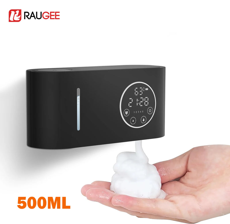 Automatic Foam Soap Dispensers Touchless Hand Wash Soap Dispensers with Temperature Display 500ML Wall Mount Foam Soap Dispenser