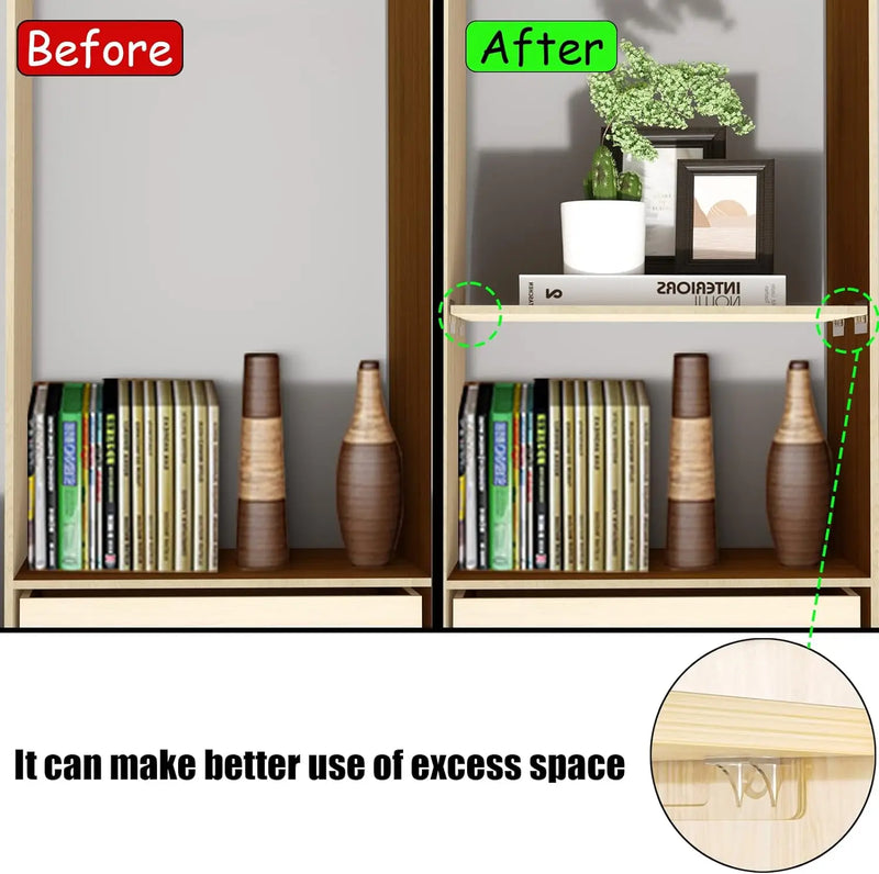 2/4/6/8/10 Shelf Support Adhesive Pegs Closet Partition Bracket Cabinet Support Clips Wall Hanger Sticker For Kitchen Bathroom