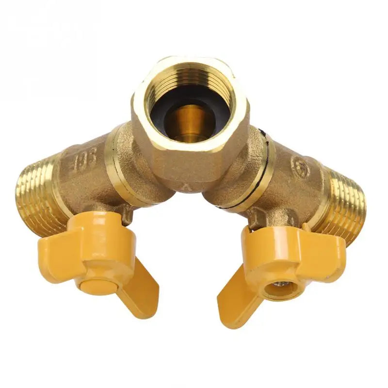 G1/2 Brass  2 Way Tap Adapter Garden Irrigation 2 Way Double Tap Hose Adapter Dual Faucet Connector Adapter