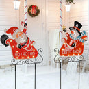 Christmas Decorations Outdoor Yard,Garden Metal Stakes with Solar LED Lights,Santa Claus,Elk,Perfect for Outdoor Lighted Holiday