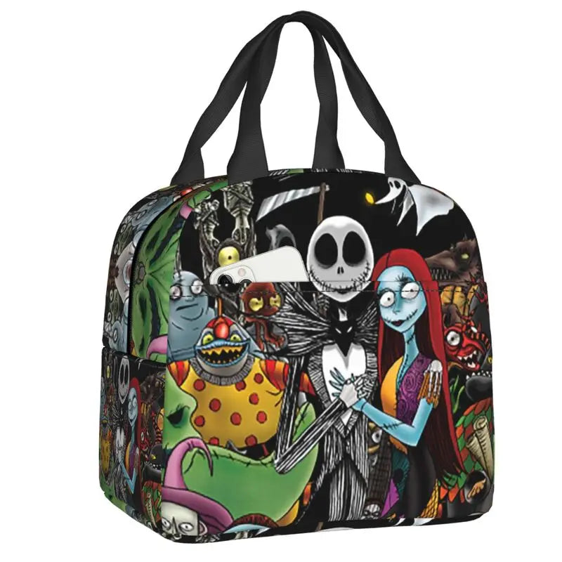 Custom Halloween Insulated Lunch Bag The Nightmare Before Christmas Portable Thermal Cooler Lunch Box Container Tote Bags