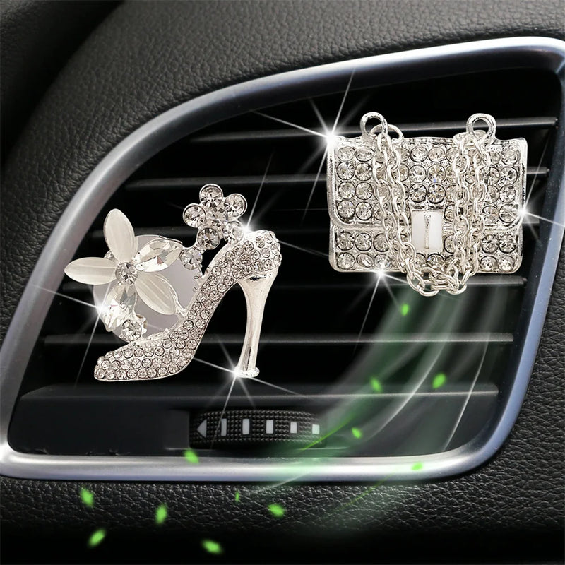 Car Air Freshener Auto Outlet Perfume Clip Bling Car Accessories Purse High Heel Car Scent Diffuser Car Decoration For Girls