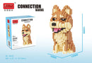 Linkgo Connection Building Blocks Collie Husky Bulldog Corgi Schnauzer 3D Model Animal Dog Mini Bricks Figure Toys For Kid Gift
