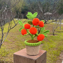 Artificial Crochet Orange Plants Bonsai Fake Flowers Potted For Bedroom Home Garden Living Room Desk Outdoor New Year Decoration