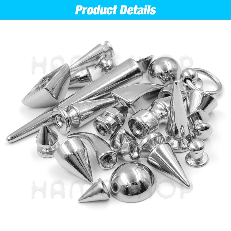 5-50pcs/set Silver Bullet Spikes Rivets For Leather Punk Studs and Spikes Clothes Thorns Patch Jacket Accessary With Screws