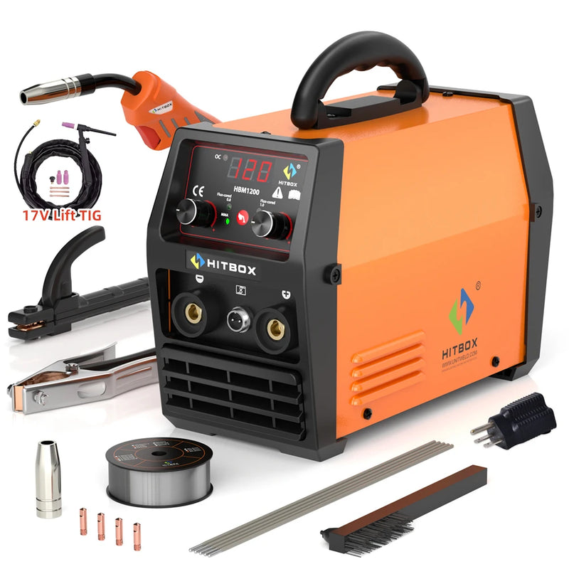 HITBOX MIG-200 3 in 1 IGBT Inverter Welder 220V MIG/MMA/Lift TIG Synergy Welding Machine Portable ARC Welder With Soldering Tool