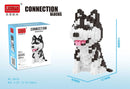 Linkgo Connection Building Blocks Collie Husky Bulldog Corgi Schnauzer 3D Model Animal Dog Mini Bricks Figure Toys For Kid Gift