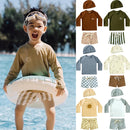 2025 Kids Boy Swimsuits Summer Sun Protection Vacation Beach Pants Long sleeve Tops with Hat Children Surfing Swim Suit 1-7T