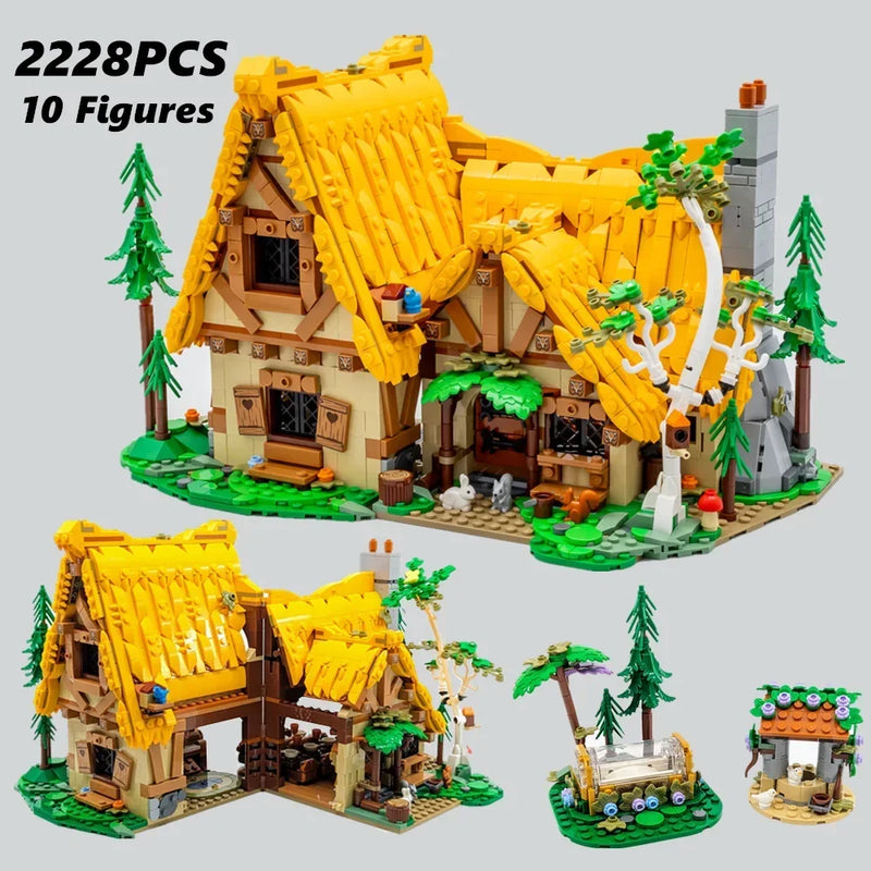 Miniso Disney Sleeping Princess Snow White Seven Dwarfs House Cottage Evil Queen Building Blocks Bricks Kid Toys Gift Birthday