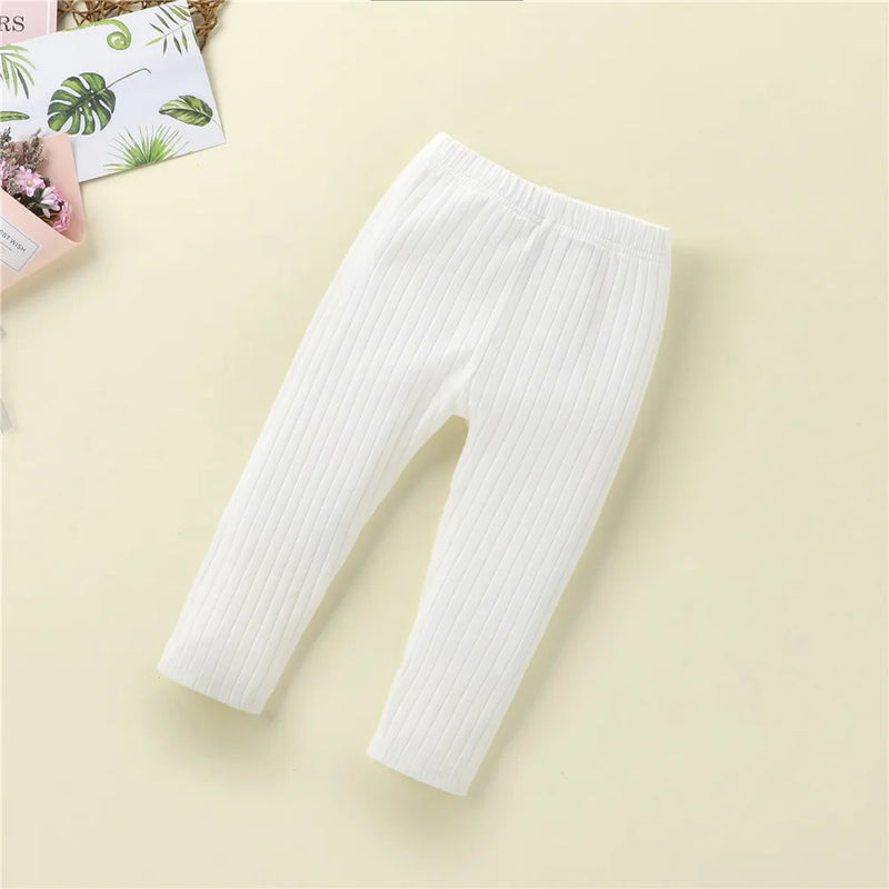 Infant Baby Girls Boys Leggings with Vertical Pattern, Elastic Waist Adjustable Solid Color Simple Spring Clothing 0-18M