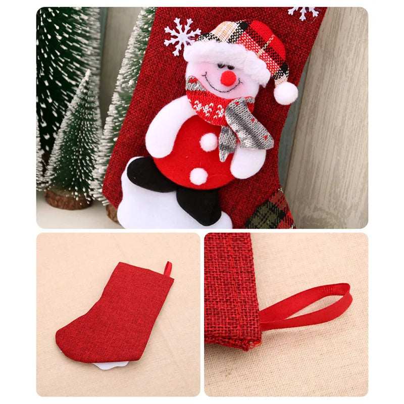 Christmas Stockings Socks Santa Snowman Hanging Xmas Tree Ornaments Christmas Decor for Home New Year Navidad Candy Gift Bags