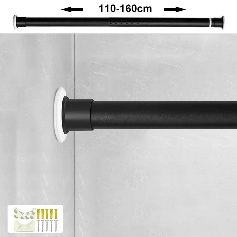 Curtain Rods Adjustable Drapery Rods Shower Curtain Rods No Drilling Non-Slip Telescopic Rod 70-360cm Optional