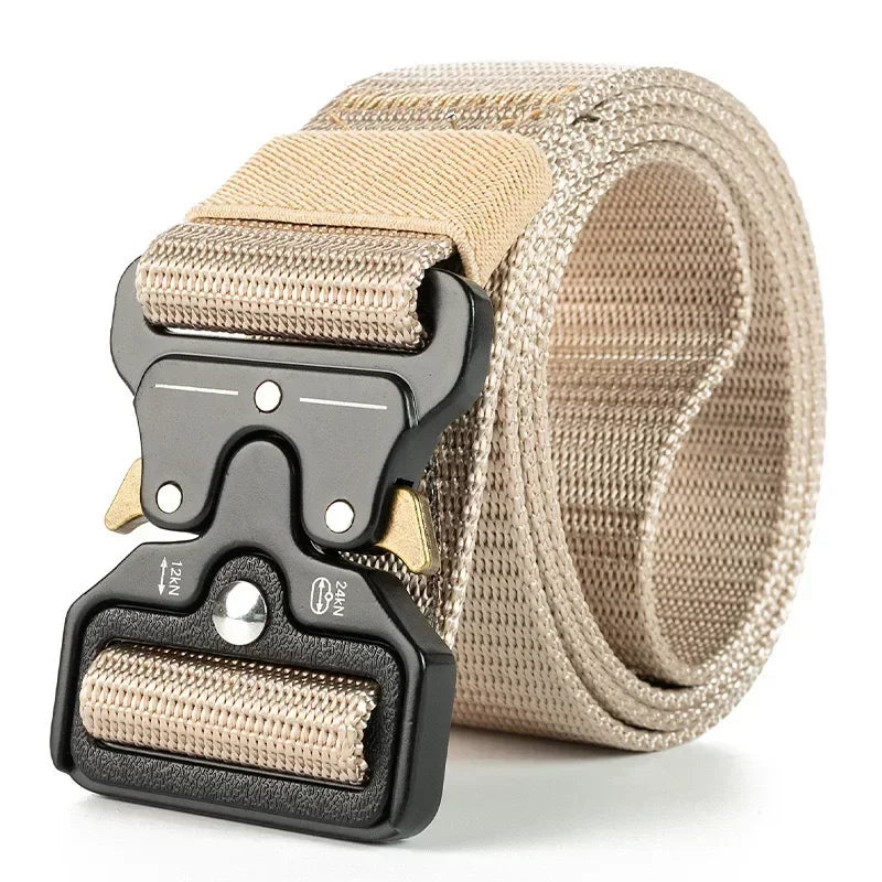 Men's Belt Metal Male Tactical Combat Belt Canvas Belts Big Size Outdoor Sport Nylon Belts Oversized