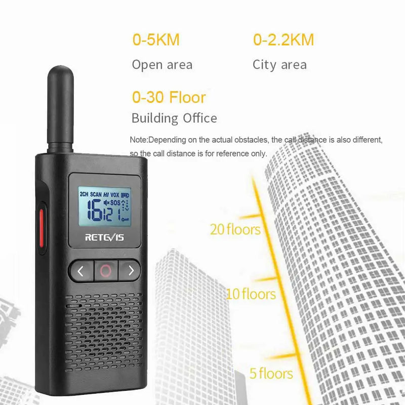 Retevis RB628 Walkie Talkie Rechargeable 1500mAh Portable Two-way Radios Large LCD Screen Emergency For Hunting Camping(2 Pcs)