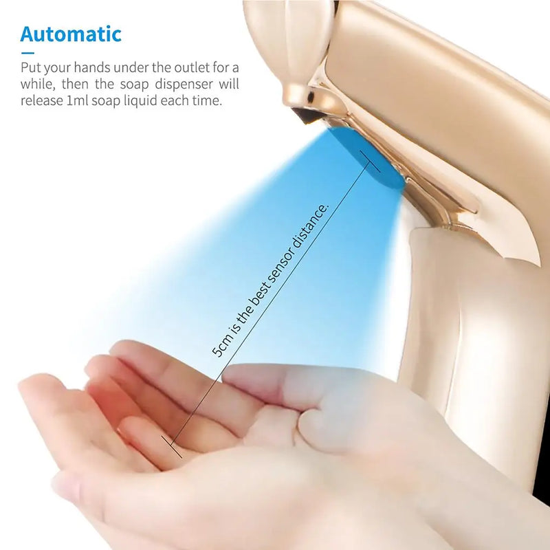 Soap Dispenser Battery Operated Sensor Liquid Dispensers Washroom Gold