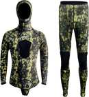 3mm/5mm Spearfishing Wetsuit Camouflage Open Cell Neoprene Free Diving Suit 2-Piece Fullsuit Mens Hooded Snorkeling Suits